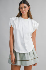 ALEXANDRA MUSCLE SLEEVE SHIRRING TOP
