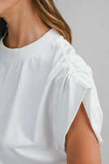 ALEXANDRA MUSCLE SLEEVE SHIRRING TOP