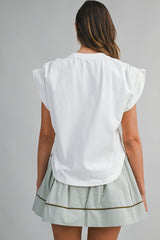 ALEXANDRA MUSCLE SLEEVE SHIRRING TOP