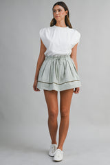 ALEXANDRA MUSCLE SLEEVE SHIRRING TOP