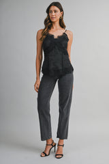 AILA LACE TRIM SATIN CAMISOLE