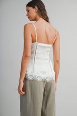 AILA LACE TRIM SATIN CAMISOLE