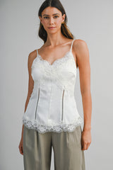 AILA LACE TRIM SATIN CAMISOLE