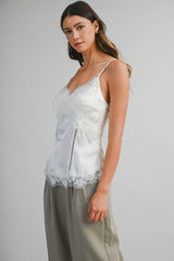 AILA LACE TRIM SATIN CAMISOLE