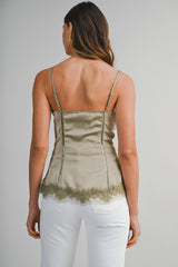 AILA LACE TRIM SATIN CAMISOLE