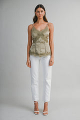 AILA LACE TRIM SATIN CAMISOLE