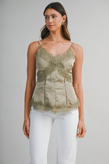 AILA LACE TRIM SATIN CAMISOLE