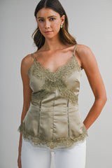 AILA LACE TRIM SATIN CAMISOLE
