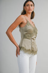 AILA LACE TRIM SATIN CAMISOLE