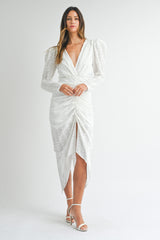 HWASA DEEP V NECK FRONT SHIRRING DRESS // 24 SS
