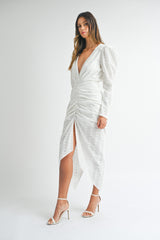 HWASA DEEP V NECK FRONT SHIRRING DRESS // 24 SS