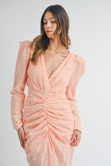 HWASA DEEP V NECK FRONT SHIRRING DRESS // 24 SS