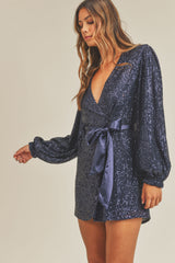 NOOR SEQUIN WRAP DRESS