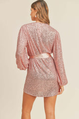 NOOR SEQUIN WRAP DRESS