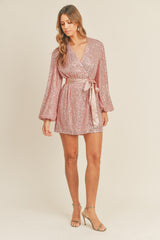 NOOR SEQUIN WRAP DRESS