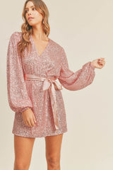 NOOR SEQUIN WRAP DRESS