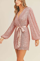 NOOR SEQUIN WRAP DRESS