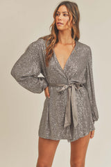 NOOR SEQUIN WRAP DRESS