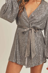 NOOR SEQUIN WRAP DRESS