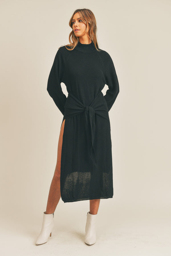 BRISTOL WAIST TIED SWEATER DRESS