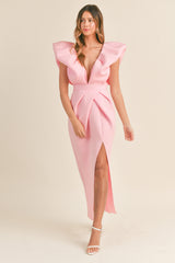 PAYTON V NECK PUFF SLEEVE MAXI DRESS