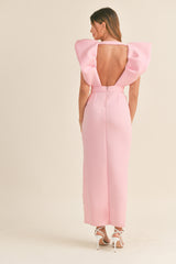 PAYTON V NECK PUFF SLEEVE MAXI DRESS