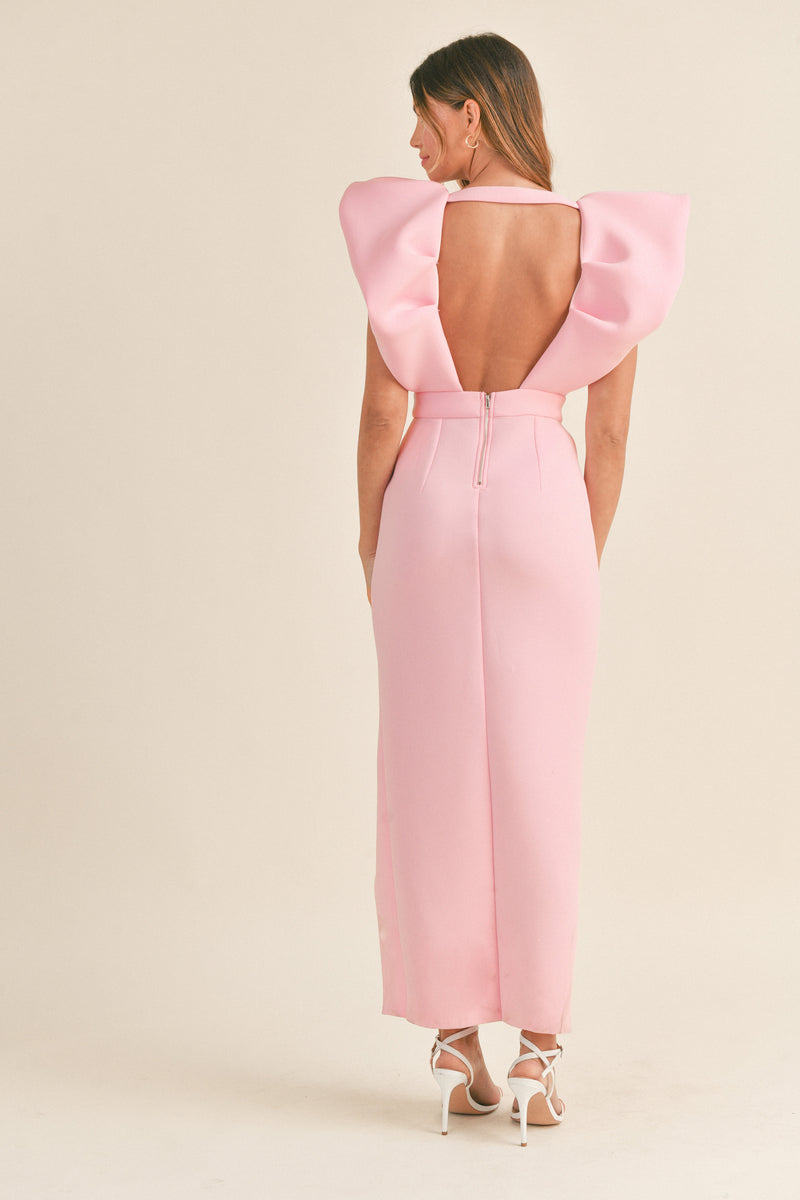 PAYTON V NECK PUFF SLEEVE MAXI DRESS