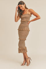 KEYLA SPAGHETTI STRAP RUFFLE DRESS