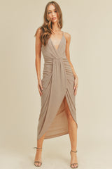 REINA DRAPED SKIRT DETAIL MIDI DRESS