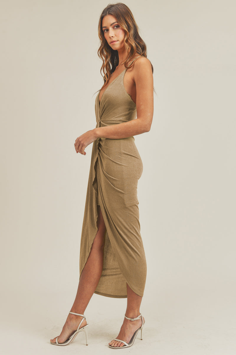 REINA DRAPED SKIRT DETAIL MIDI DRESS