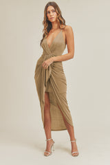 REINA DRAPED SKIRT DETAIL MIDI DRESS