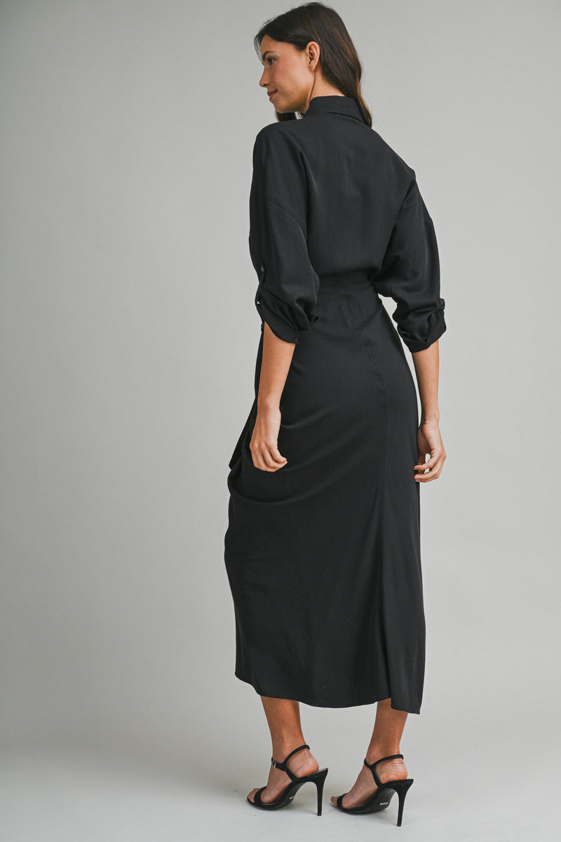 front knot shirt dress Lina Tie Front Shirt Dress