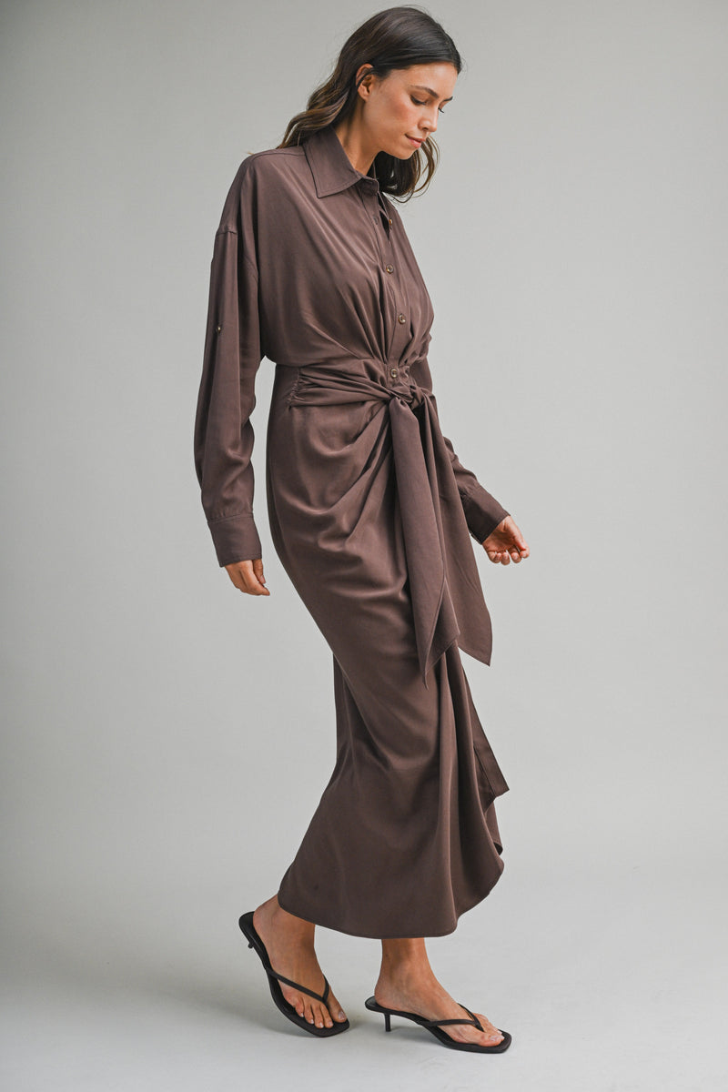 tie front shirt dress BOHEME SHIRT DRESS WITH FRONT TIE – Mable Clothing