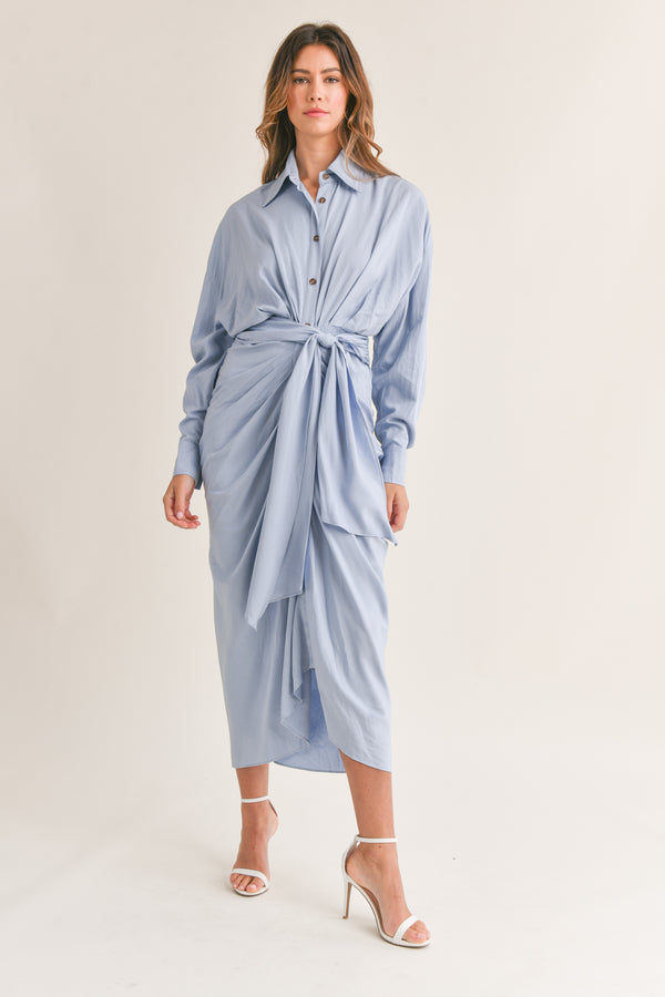 BOHEME SHIRT DRESS WITH FRONT TIE