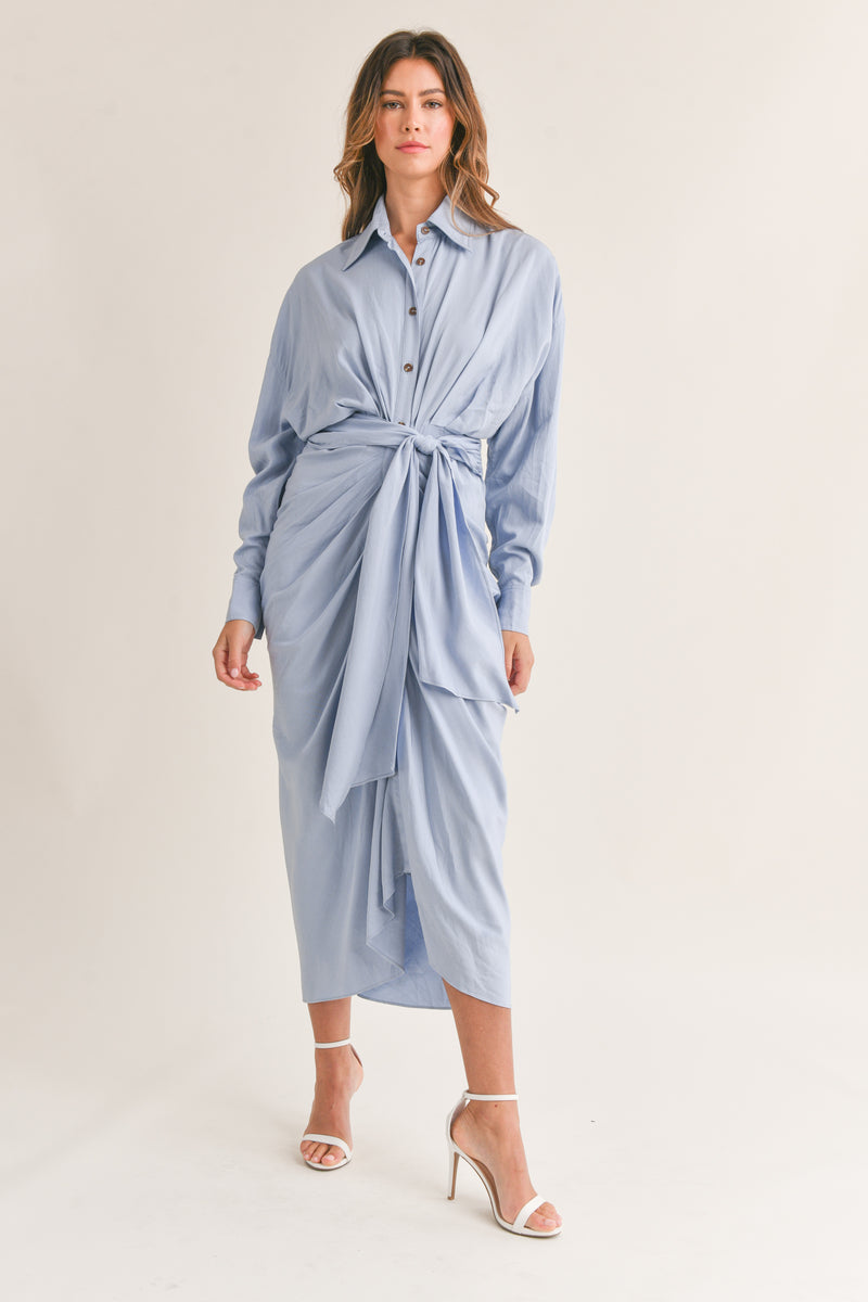 BOHEME SHIRT DRESS WITH FRONT TIE Mable Clothing BOHEME SHIRT DRESS WITH FRONT TIE Mable Clothing
