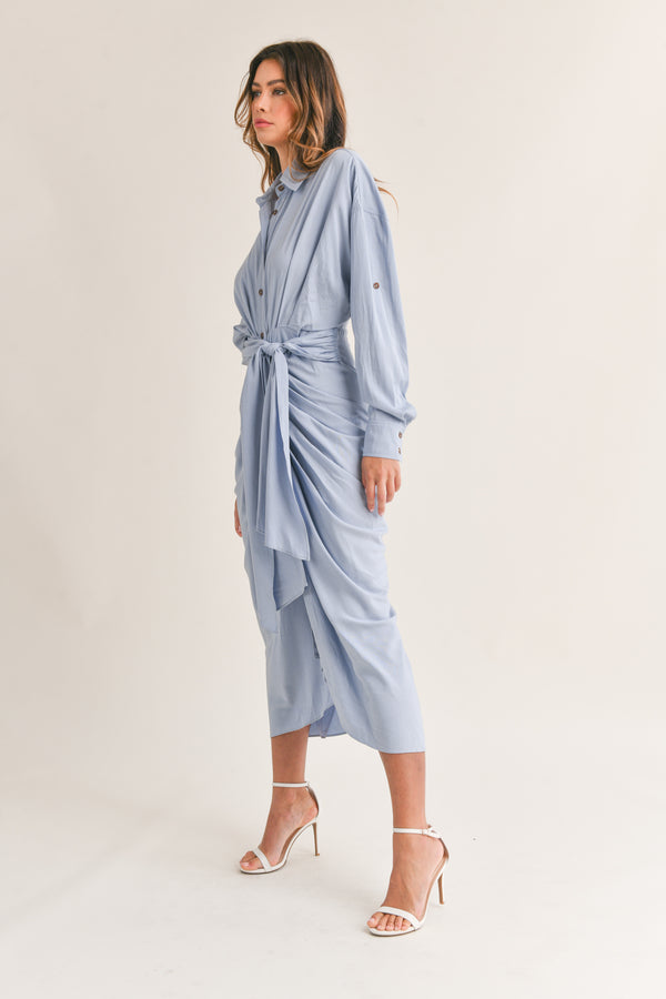 BOHEME SHIRT DRESS WITH FRONT TIE