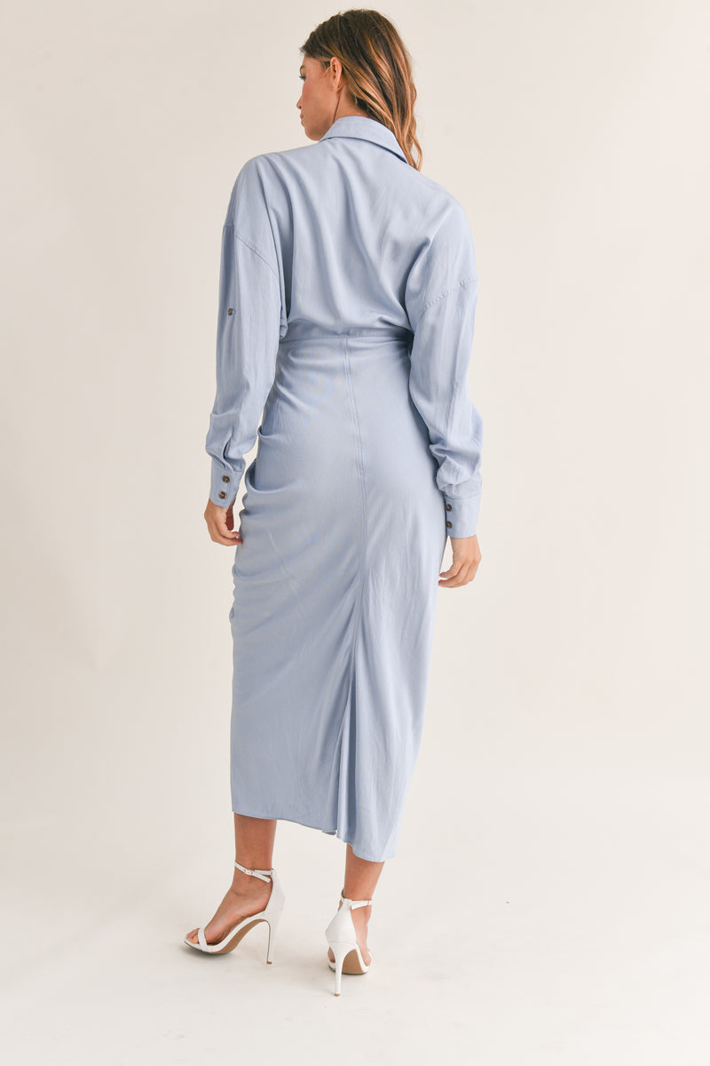 BOHEME SHIRT DRESS WITH FRONT TIE Mable Clothing BOHEME SHIRT DRESS WITH FRONT TIE Mable Clothing
