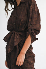 KATE JACQUARD LONG SLEEVE MIDI DRESS
