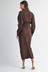 KATE JACQUARD LONG SLEEVE MIDI DRESS