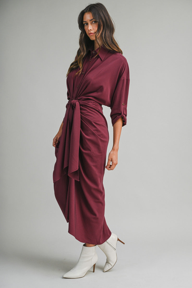 tie front shirt dress BOHEME SHIRT DRESS WITH FRONT TIE – Mable Clothing
