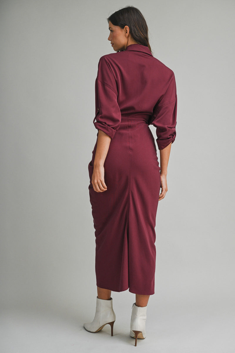 BOHEME SHIRT DRESS WITH FRONT TIE – Mable Clothing
