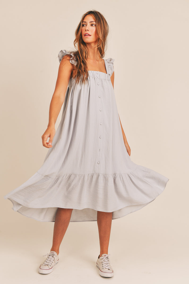 BOAH RUFFLE SLEEVE DETAIL MIDI DRESS