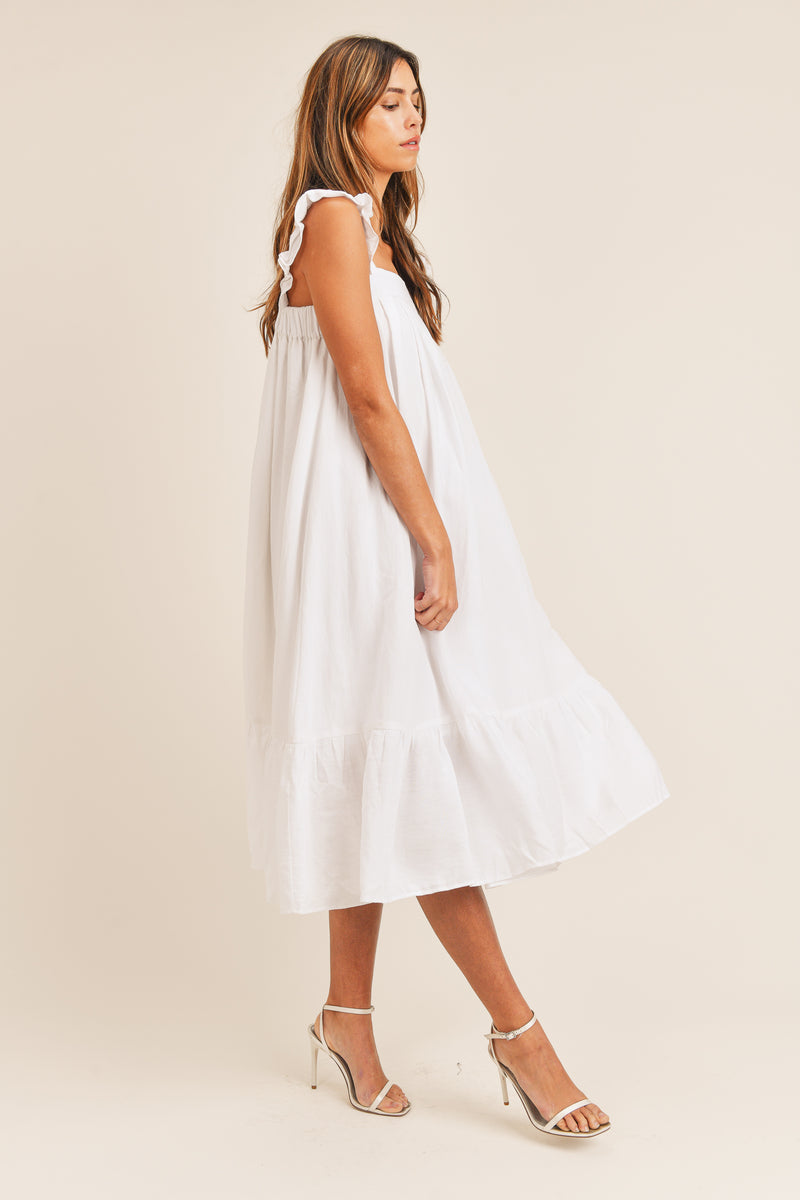 BOAH RUFFLE SLEEVE DETAIL MIDI DRESS