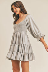 EMORY SMOCKED RUFFLE MINI DRESS