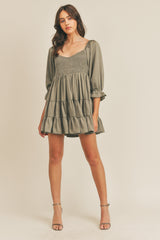 EMORY SMOCKED RUFFLE MINI DRESS