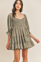 EMORY SMOCKED RUFFLE MINI DRESS