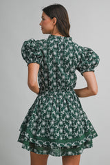 CASSIDY EMBROIDERED RUFFLE TIER MINI DRESS