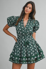 CASSIDY EMBROIDERED RUFFLE TIER MINI DRESS
