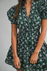 CASSIDY EMBROIDERED RUFFLE TIER MINI DRESS