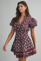 CASSIDY EMBROIDERED RUFFLE TIER MINI DRESS
